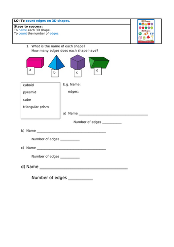 Sort 3D Shapes (Year 2) Week 3 | Teaching Resources