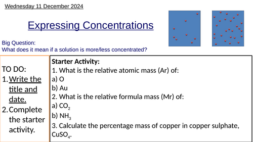 GCSE Chemistry Concentration of Solutions: Complete Lesson