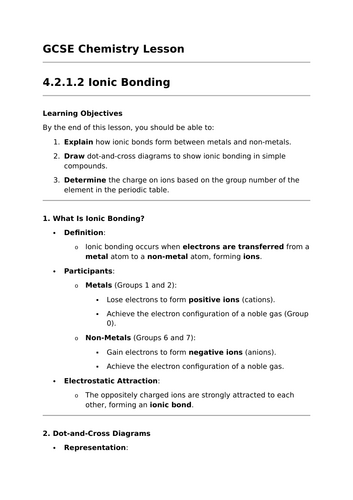 Ionic Bonding - GCSE Chemistry Lesson