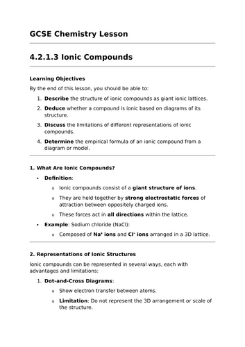 Ionic Compounds - GCSE Chemistry Lesson