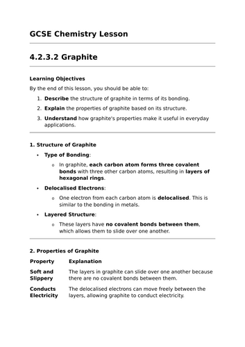 Graphite - GCSE Chemistry Lesson