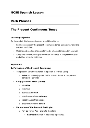 The Present Progressive Tense - GCSE Spanish Grammar Lesson