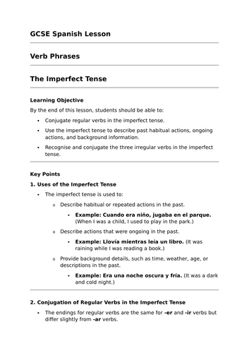 The Imperfect Tense - GCSE Spanish Grammar Lesson