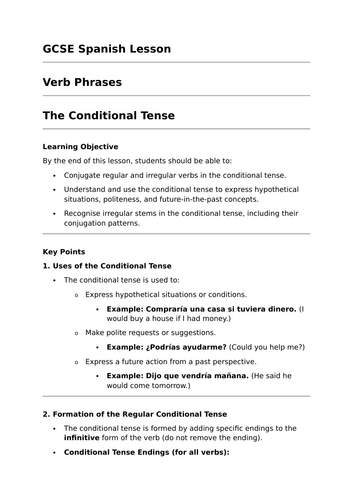 The Conditional Tense - GCSE Spanish Grammar Lesson