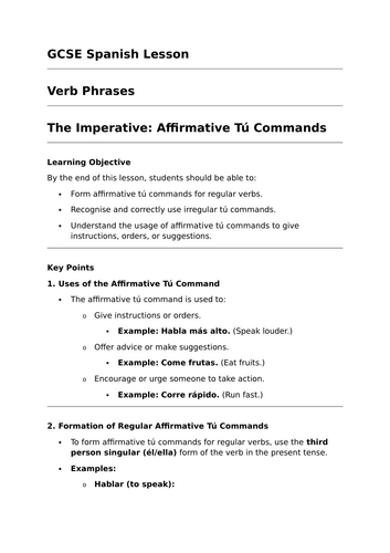 The Imperative Mood - GCSE Spanish Grammar Lesson