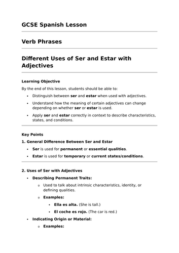 Using Ser and Estar with Adjectives - GCSE Spanish Grammar Lesson