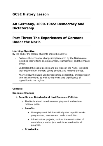 Germany under the Nazis (Germany, 1890–1945) - GCSE History Lesson