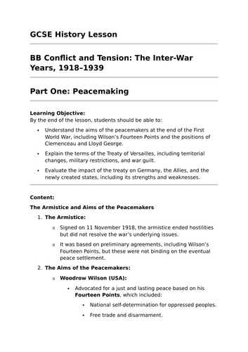 Peacemaking during the Interwar Years - GCSE History Lesson