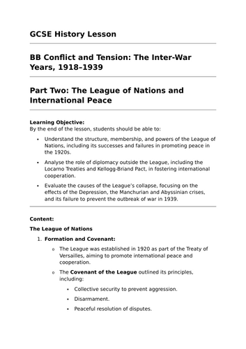 The League of Nations and International Peace - GCSE History Lesson