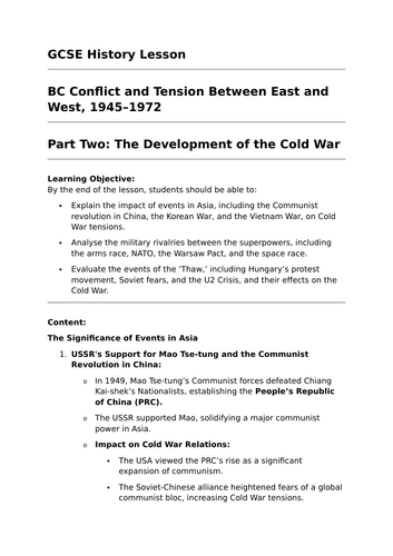 The Development of the Cold War - GCSE History Lesson