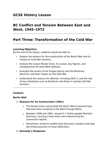 Transformation of the Cold War - GCSE History Lesson