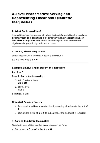 Solving and Representing Inequalities - A-Level Mathematics Lesson