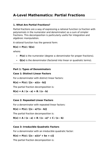 Partial Fractions - A-Level Mathematics Lesson