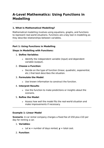 Using Functions in Modelling - A-Level Mathematics Lesson