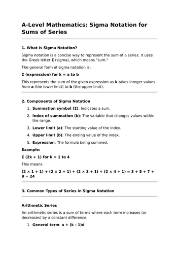 Sigma Notation - A-Level Mathematics Lesson