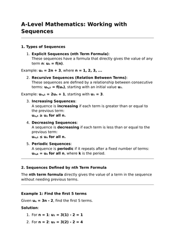 Working with Sequences - A-Level Mathematics Lesson