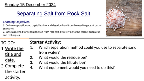 GCSE Chemistry Separating Salt from Rock Salt: Complete Lesson