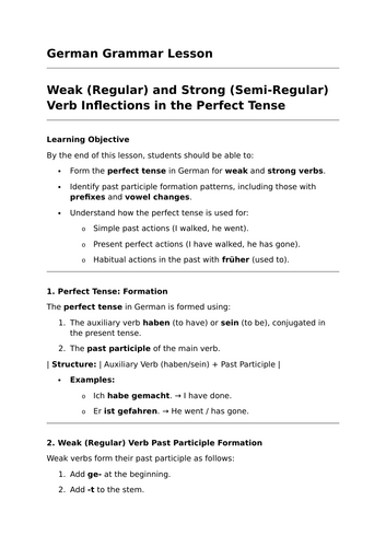 The Perfect Tense - GCSE German Grammar Lesson