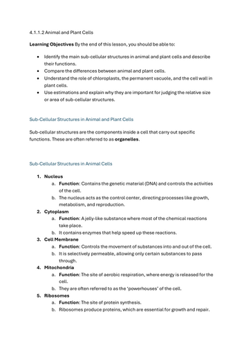Animal and Plant Cells