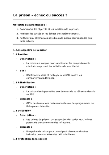 La prison – échec ou succès ? - A-Level French Lesson