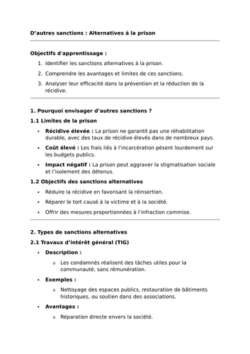 D’autres sanctions - A-Level French Lesson