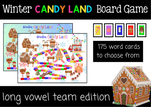 Christmas Candy Land Reading Board Game - Long Vowel/Vowel Teams Edition