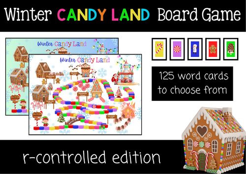 Christmas Candy Land Reading Board Game - r-controlled Edition