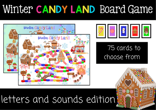 Christmas Candy Land Reading Board Game - alphabet and main sounds edition