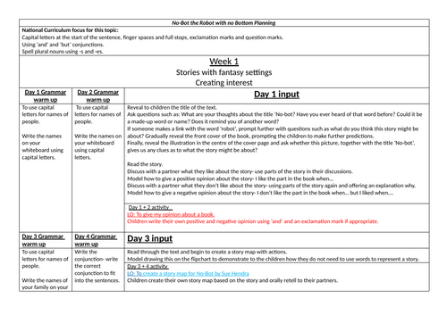 6 Week No-Bot Sue Hendra Planning Year 1