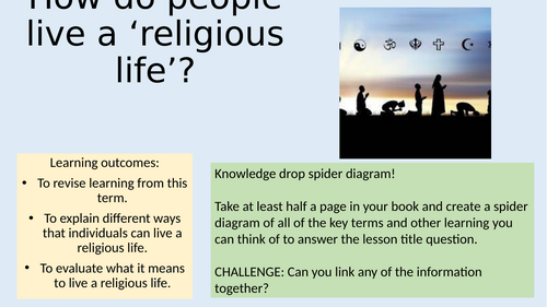 What does a religious life mean? How do religious people live? RE/PRE ...