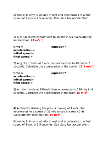 AQA P9.2 Velocity and acceleration (Foundation)