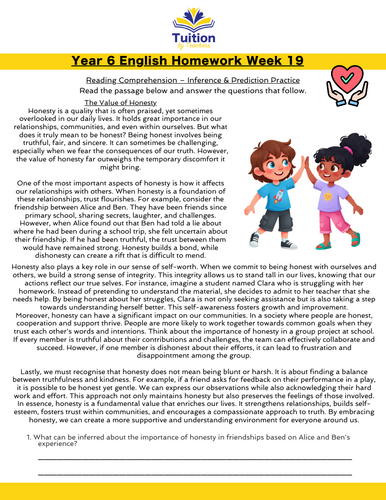 19. Year 6 - Reading Comprehension & Formal & Informal Writing ...