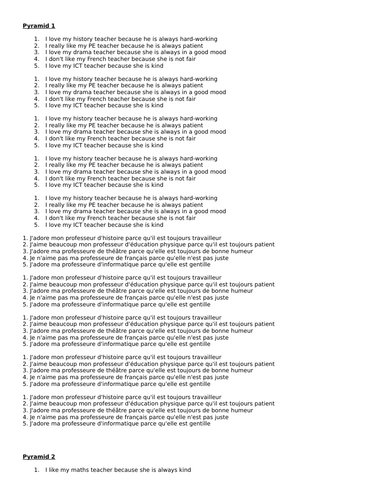 010. French Year 7. Unit 10: Opinions about by teachers (EPI / MARS ...