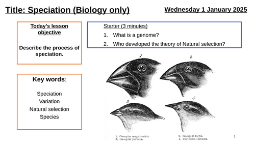 AQA GCSE Biology "Lesson 15 - Speciation" - Biology only (Inheritance, Variation & Evolution Topic)