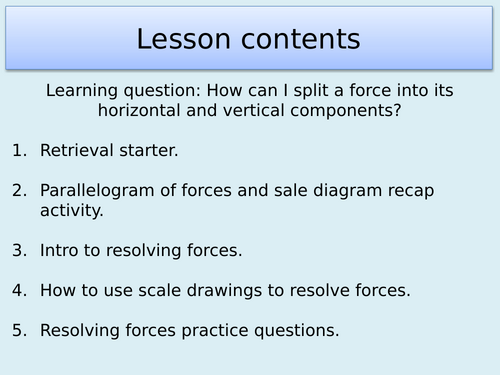 AQA P8.9 Resolution of forces