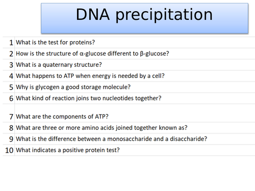 DNA precipitation practical- A-level Biology OCR A (Module 2)