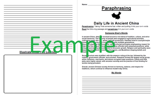 Ancient China Paraphrasing Worksheet Packet (48 Assignments) | Teaching ...