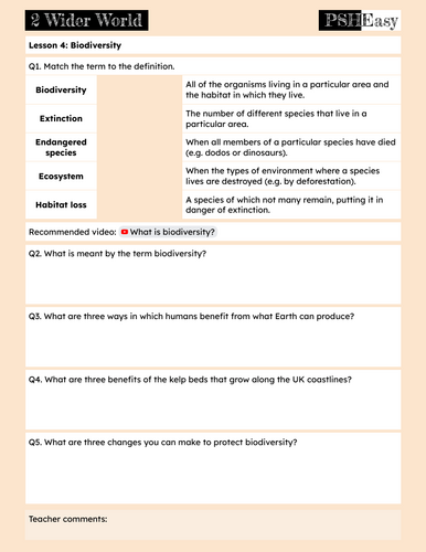 2.1.4 Biodiversity Lesson Pack | Teaching Resources