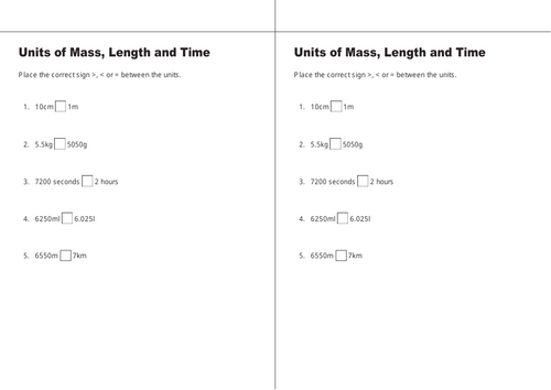 GCSE MATH Units of Mass, Length and Time