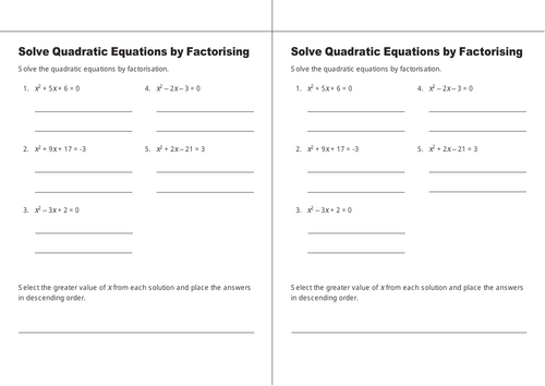 GCSE MATH Solve Quadratic Equations by Factorising