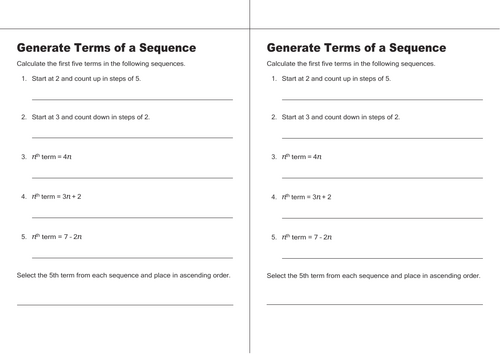 GCSE MATH Generate Terms of a Sequence