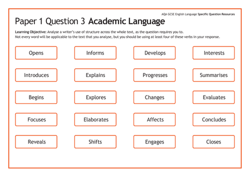 GCSE English Language: Writing About Structure Activity