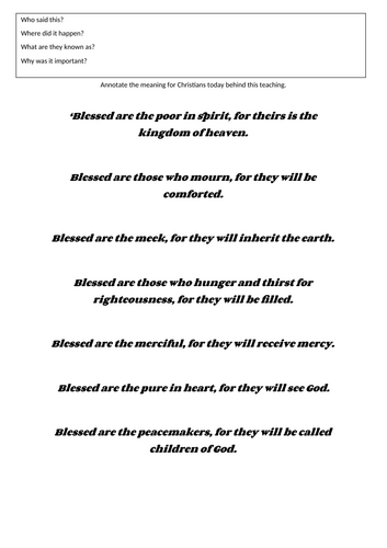 2.8 Moral Teachings of Jesus AQA B Catholic Christianity | Teaching ...