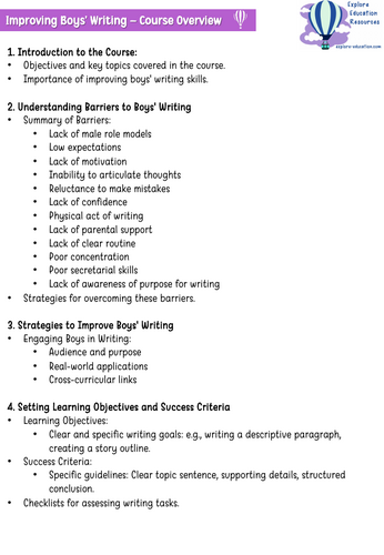 Improving Boys' Writing - Training Course for INSET days / Staff ...