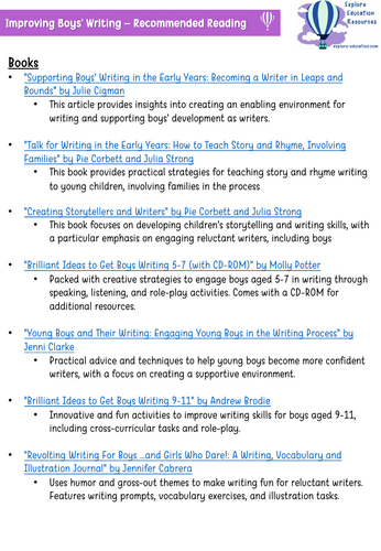 Improving Boys' Writing - Training Course for INSET days / Staff ...