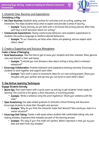 Improving Boys' Writing - Training Course for INSET days / Staff ...