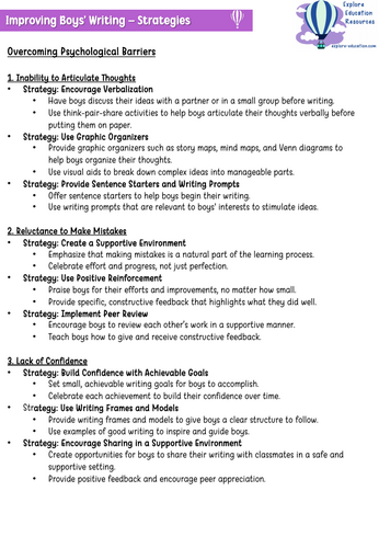 Improving Boys' Writing - Training Course for INSET days / Staff ...