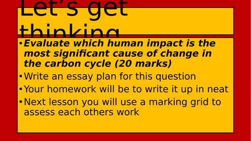 AQA A Level Geography Carbon and Water - Carbon- Carbon budgets and impacts on land/ ocean/atmos