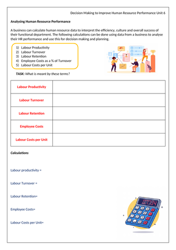 Analysing HR Data Lesson (Unit 6 HR AQA A-Level Business) | Teaching ...