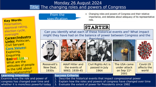 Edexcel A Level Gov and Politics - USA - Congress - Changing roles of ...